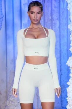 Ribbed Biker Shorts In White 21 Ribbed Biker Shorts In White -Sculpt Sets Body white 18 1