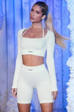 Ribbed Biker Shorts In White 22 Ribbed Biker Shorts In White -Sculpt Sets Body white 19 1