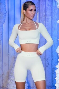Ribbed Biker Shorts In White 17 Ribbed Biker Shorts In White -Sculpt Sets Body white 20 1