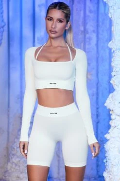 Ribbed Biker Shorts In White 23 Ribbed Biker Shorts In White -Sculpt Sets Body white 21 1