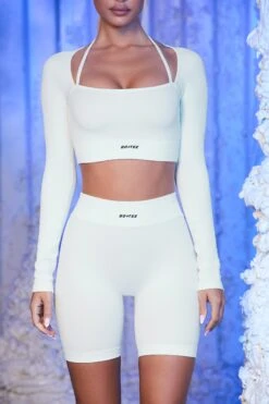 Ribbed Biker Shorts In White 19 Ribbed Biker Shorts In White -Sculpt Sets Body white 22 1