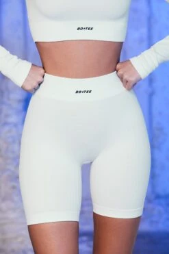 Ribbed Biker Shorts In White 16 Ribbed Biker Shorts In White -Sculpt Sets Body white 23 2