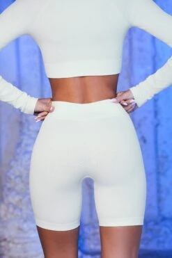 Ribbed Biker Shorts In White 18 Ribbed Biker Shorts In White -Sculpt Sets Body white 2 2